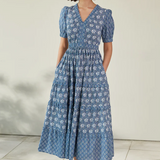 Albaray Woodblock V Neck Maxi Dress 1
