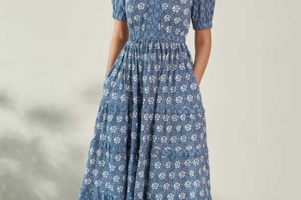 Albaray Woodblock V Neck Maxi Dress 1