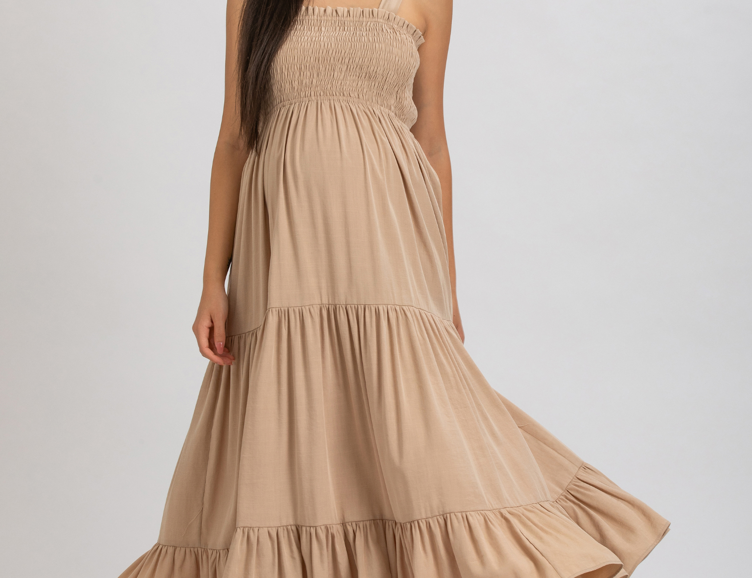 Pietro Brunelli Holly Maxi Maternity Dress in Almond
