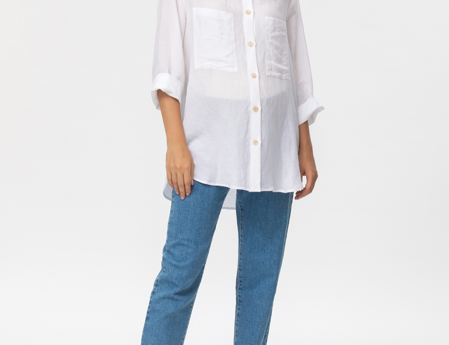 Pietro Brunelli Lisa Oversized Maternity Shirt in White