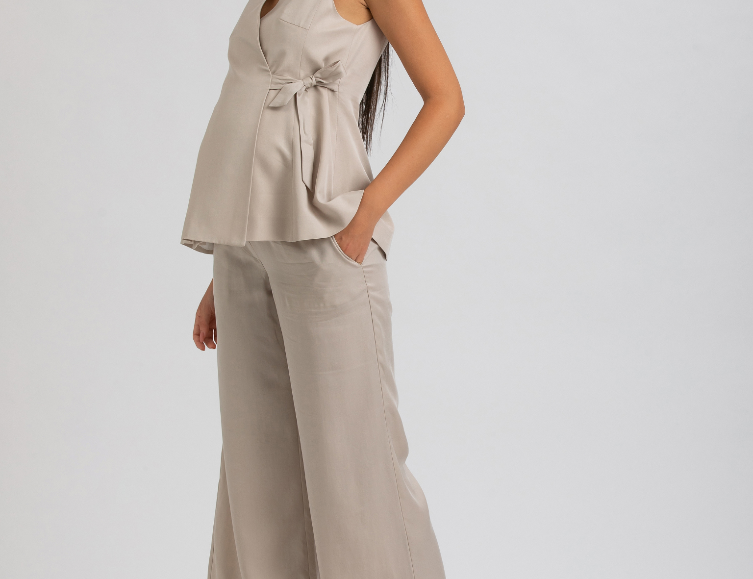 Pietro Brunelli Warren Wide Leg Trousers in Beige