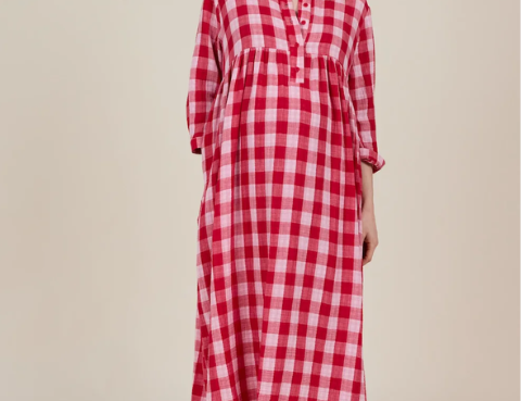 Clary & Peg Cleo Dress - Red check 1