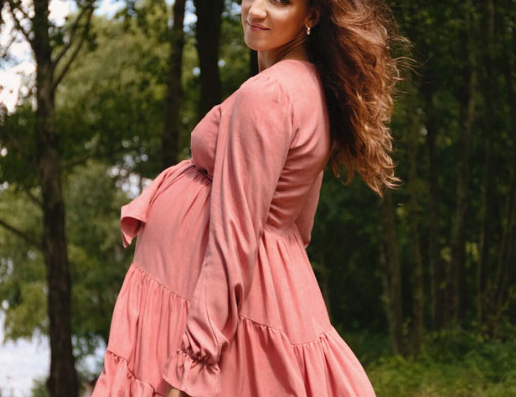 Bump & Milk Tallulah Tiered Dusty Pink Maternity Dress 2