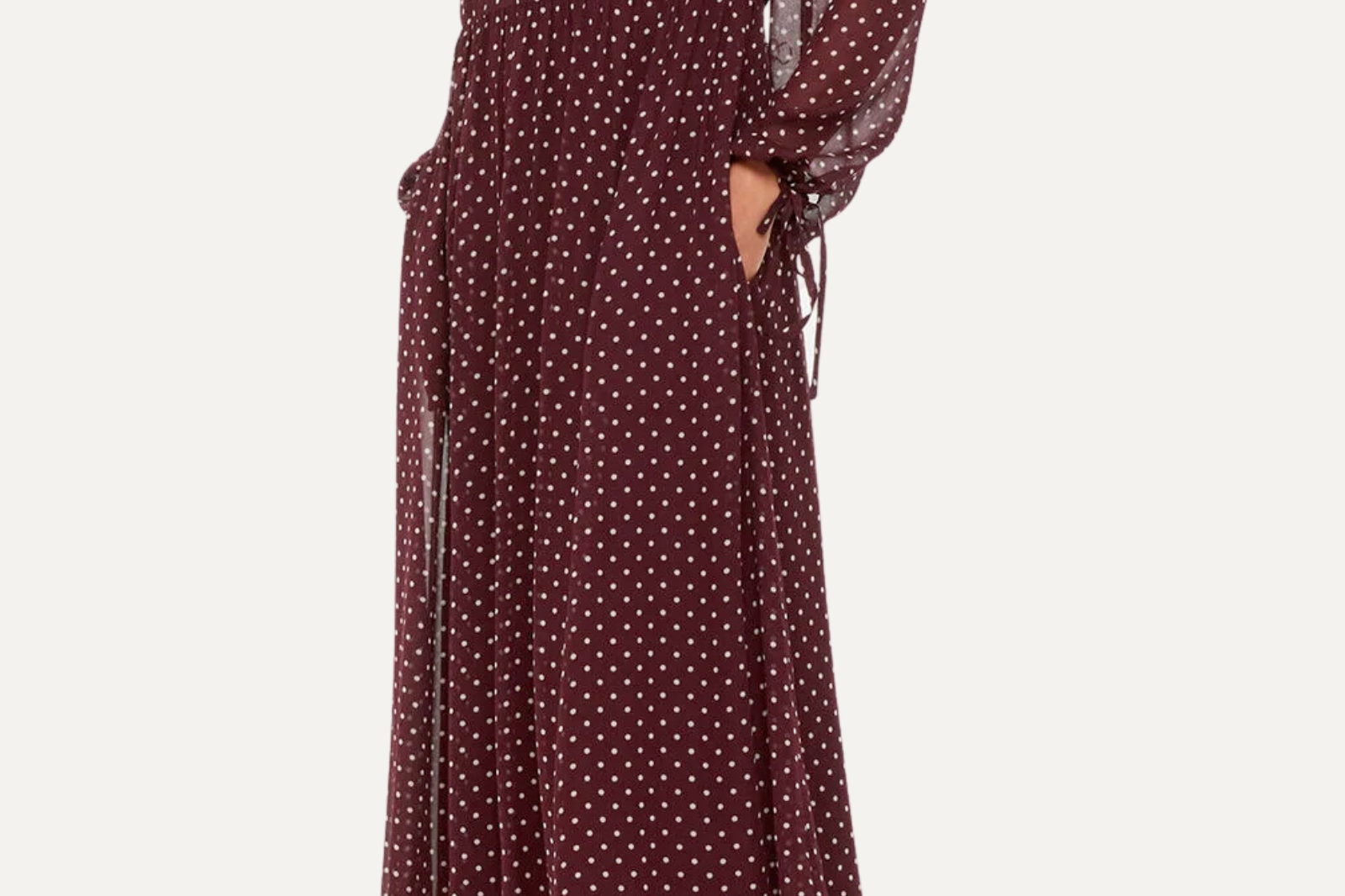 Whistles Spot Print Trapeze Midi Dress - Burgundy/ Multi 1