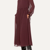 Whistles Spot Print Trapeze Midi Dress - Burgundy/ Multi 1