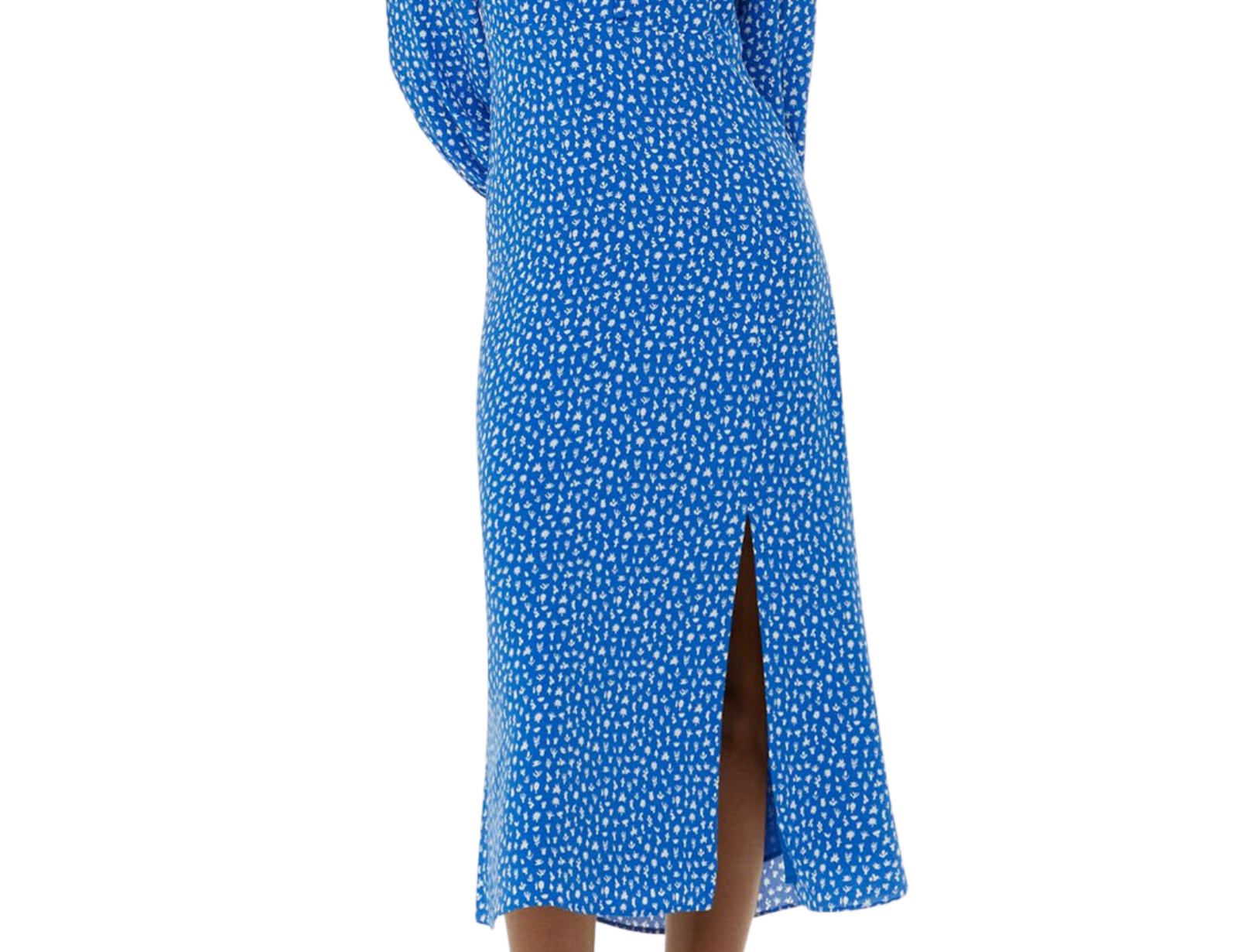 Whistles Micro Cactus Print Midi Dress in Blue 1