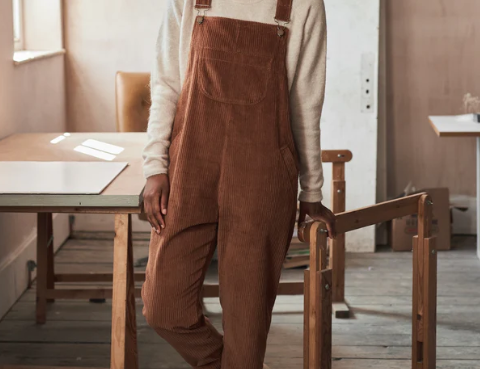 Clary & Peg Doris Dungarees - Chocolate Brown Jumbo Cord 1