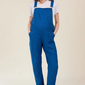 Clary & Peg Doris Dungarees - French Navy Linen 1
