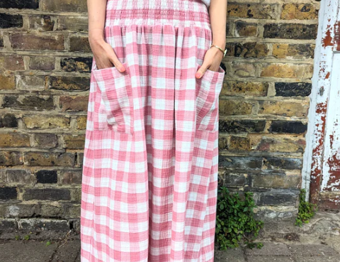 Clary & Peg Wren Skirt - Pink check 1