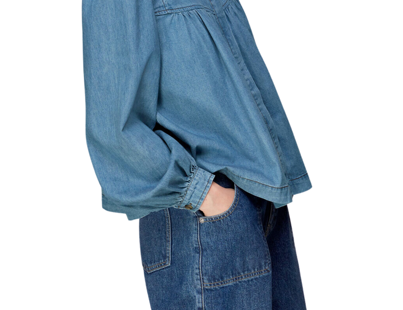 Whistles Mollie Chambray Denim Blouse 2