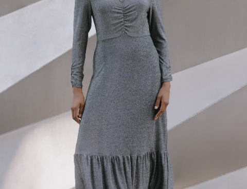 Albaray Silver Glitter Maxi Dress 1