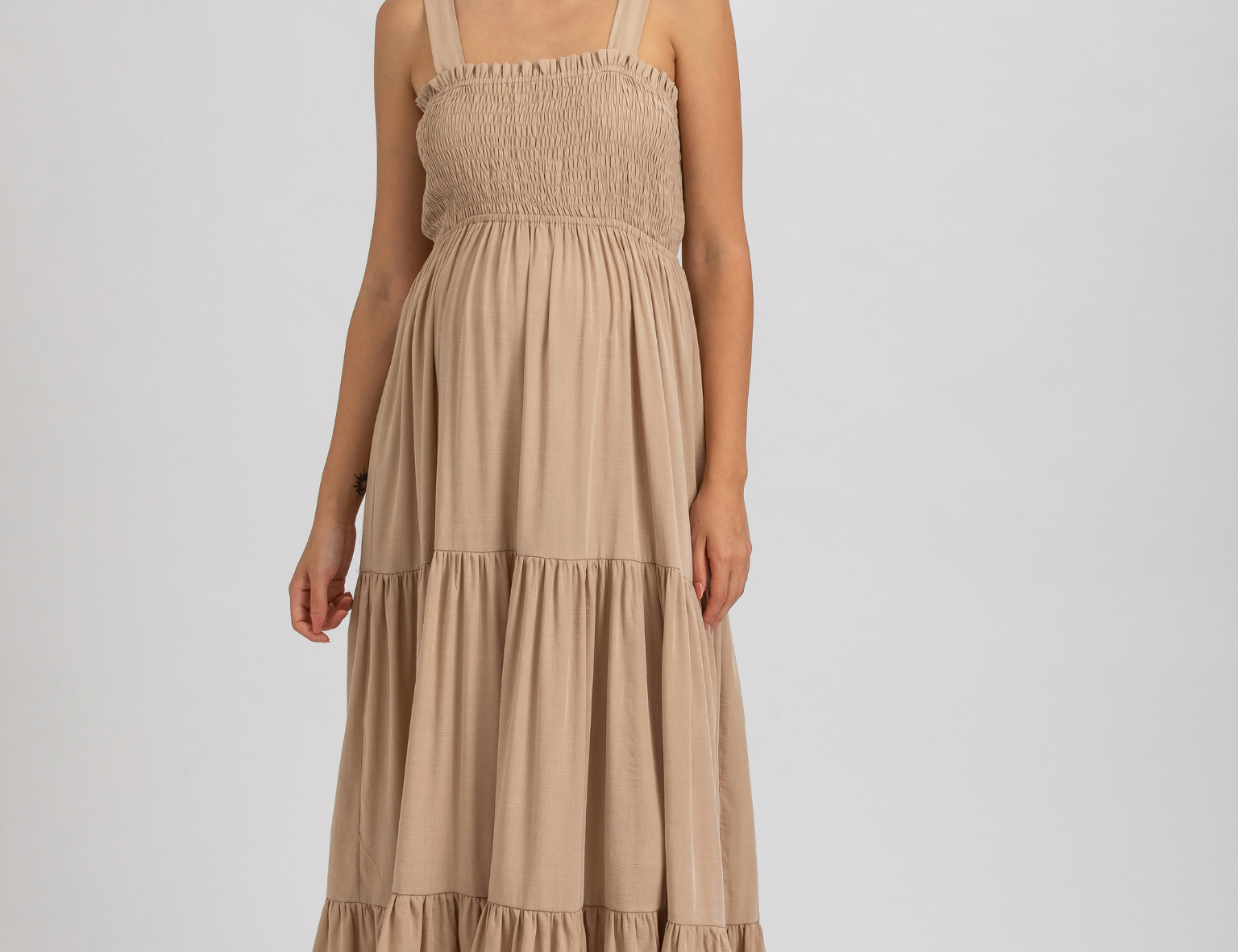 Pietro Brunelli Holly Maxi Maternity Dress in Almond