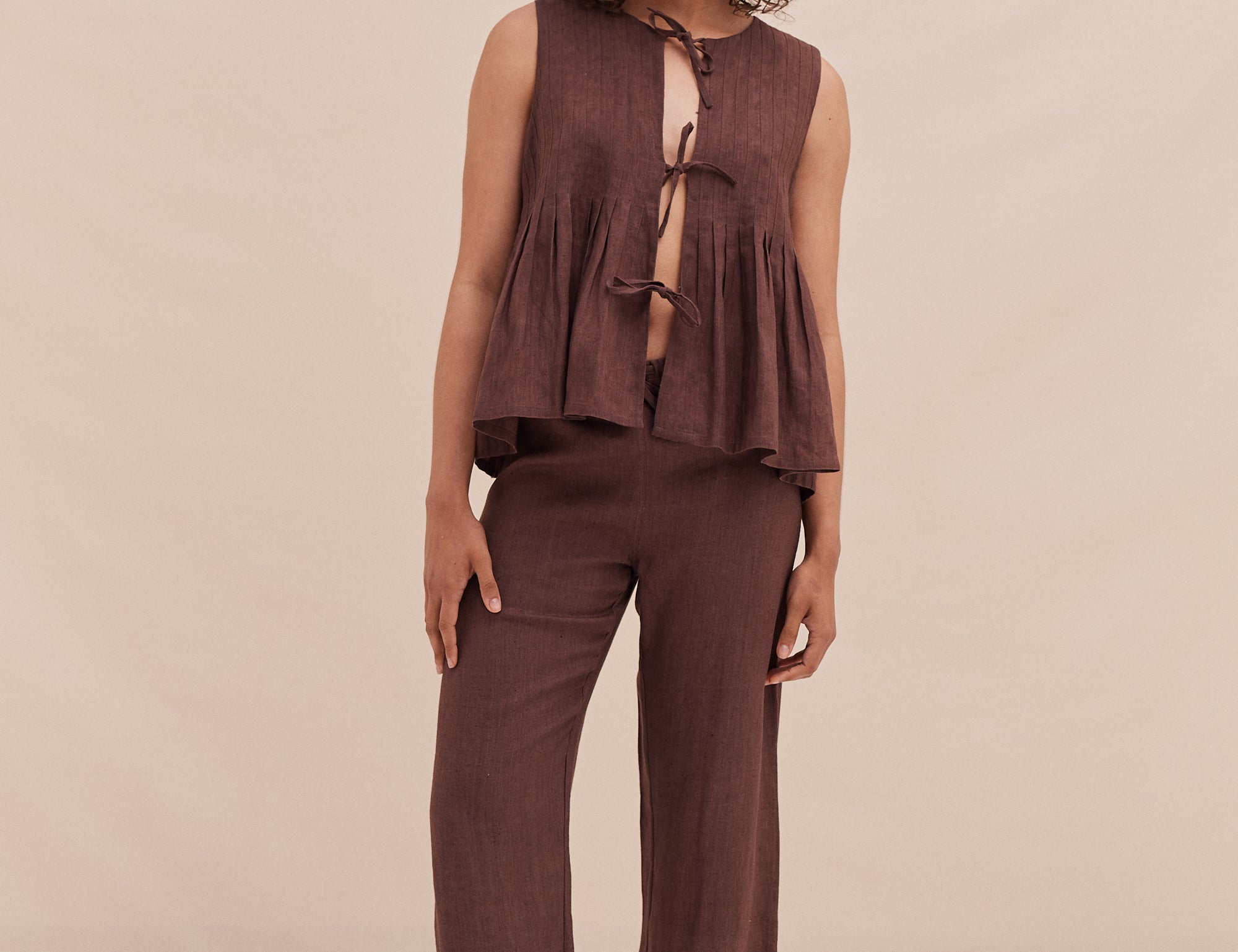 Desmond & Dempsey Women's Lounge Trouser - Mocha 1
