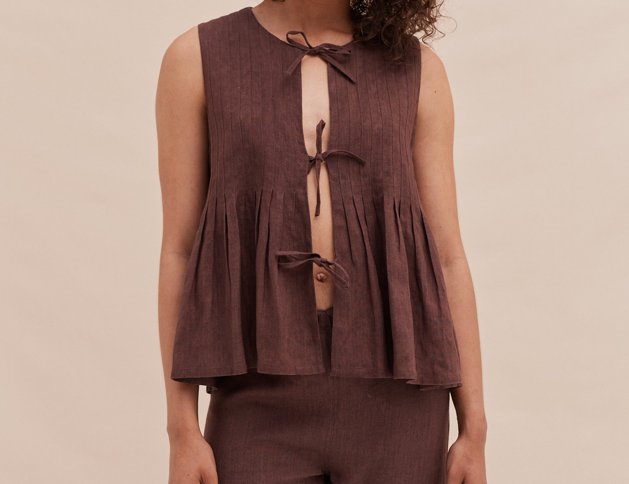 Desmond & Dempsey Pleated Cami - Espresso 1