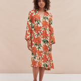 Desmond & Dempsey Lilium Orange Linen Kaftan 1