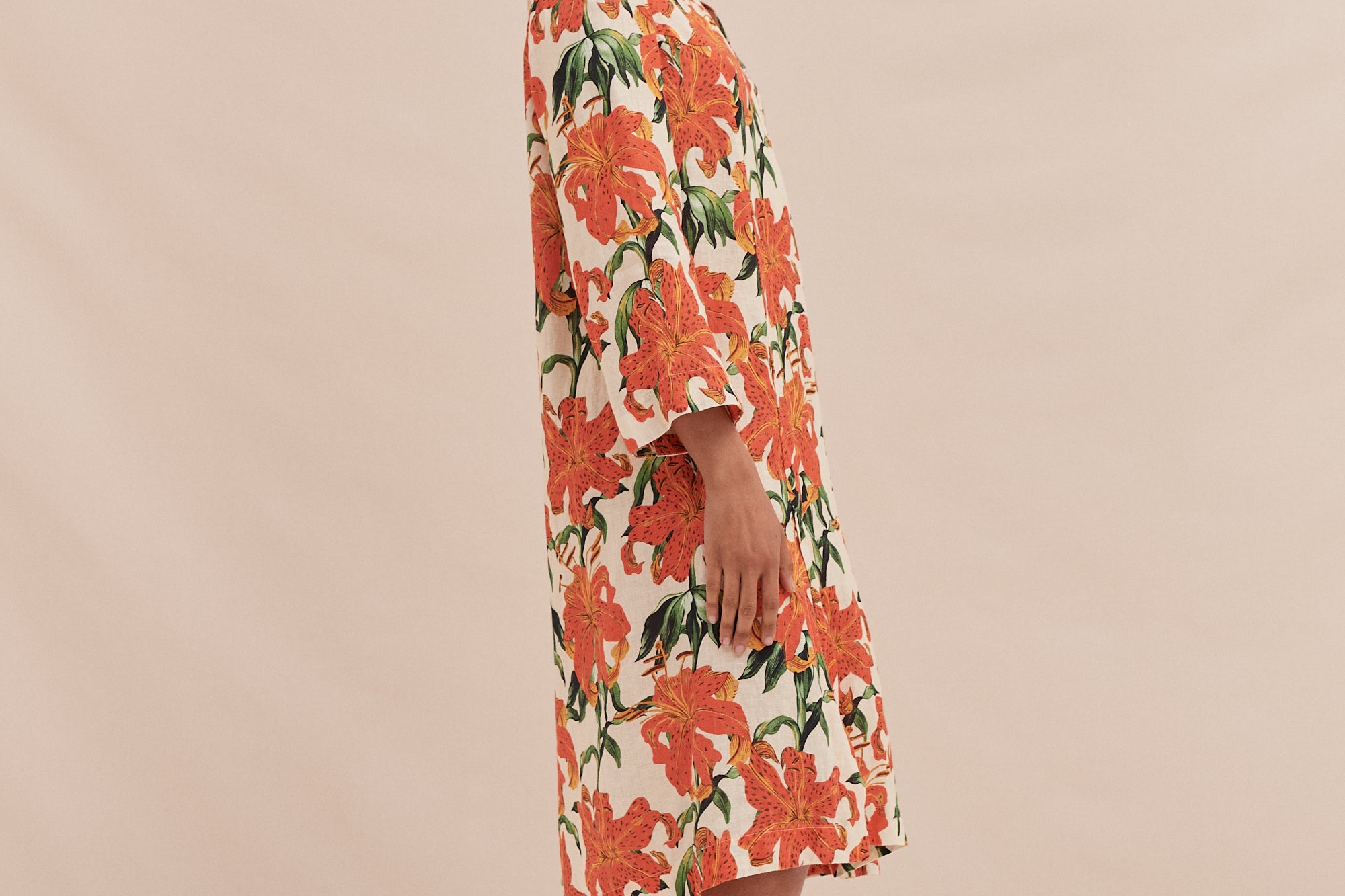 Desmond & Dempsey Lilium Orange Linen Kaftan 3