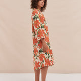 Desmond & Dempsey Lilium Orange Linen Kaftan 3