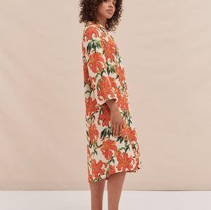 Desmond & Dempsey Lilium Orange Linen Kaftan 3