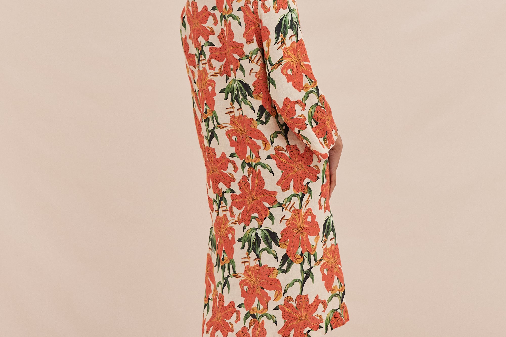 Desmond & Dempsey Lilium Orange Linen Kaftan 4