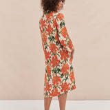 Desmond & Dempsey Lilium Orange Linen Kaftan 4