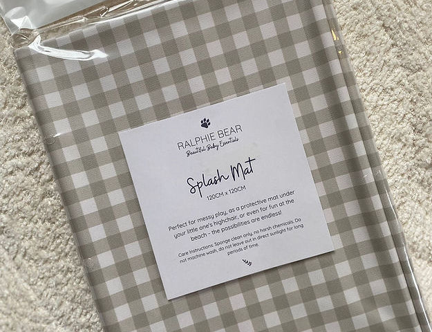 Ralphie Bear Gingham Splash Mat 1