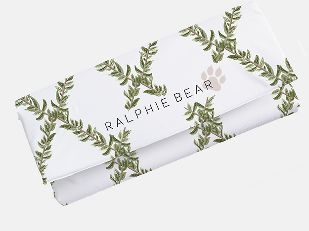Ralphie Bear Leafy Grid Travel Changing Mat 1