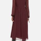 Whistles Spot Print Trapeze Midi Dress - Burgundy/ Multi 5