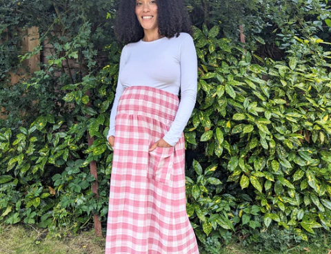 Clary & Peg Wren Skirt - Pink check 2