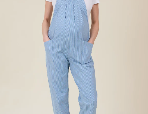 Clary & Peg Mae Dungarees - Striped Denim 2