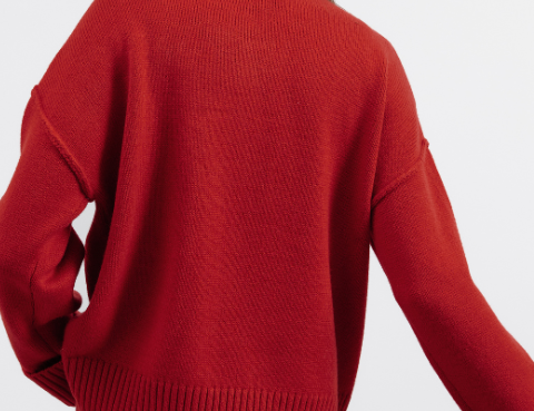 Albaray Boxy Crew Turn Up Cuff Jumper - Red 2