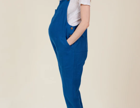 Clary & Peg Doris Dungarees - French Navy Linen 2