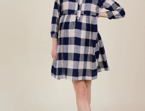 Clary & Peg Rowan Dress - Blue Check 2