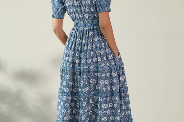 Albaray Woodblock V Neck Maxi Dress 4