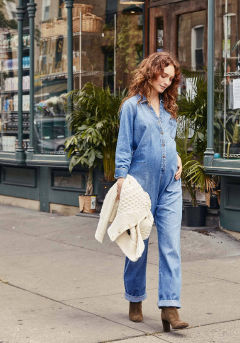 Hatch Everyday Denim Maternity and Nursing Jumpsuit - Indigo 1