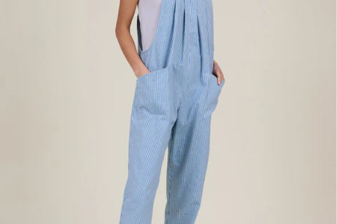 Clary & Peg Mae Dungarees - Striped Denim 4