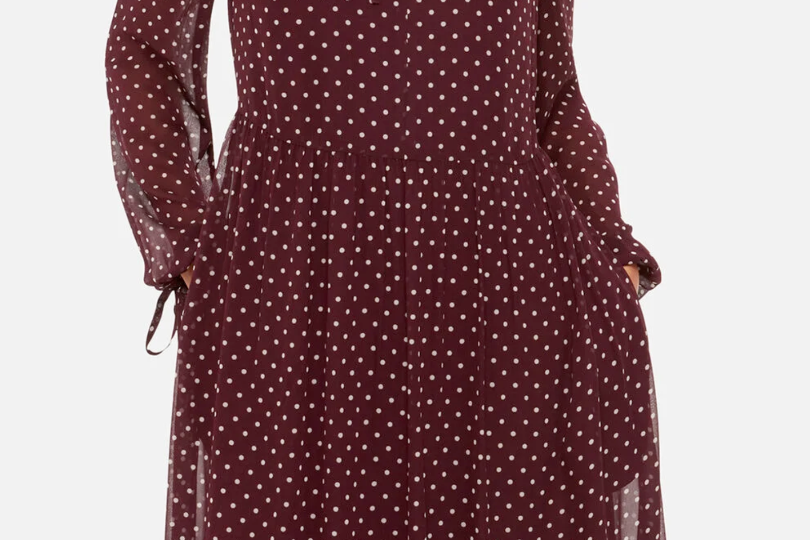 Whistles Spot Print Trapeze Midi Dress - Burgundy/ Multi 4