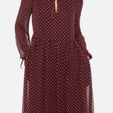 Whistles Spot Print Trapeze Midi Dress - Burgundy/ Multi 4