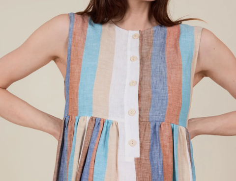 Clary & Peg Sylvie Dress - Linen Stripe 2