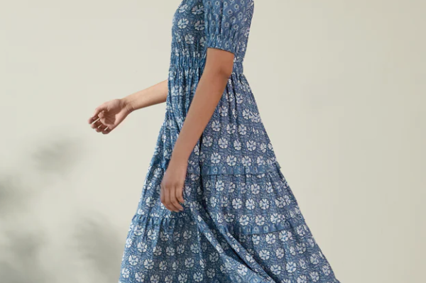 Albaray Woodblock V Neck Maxi Dress 2