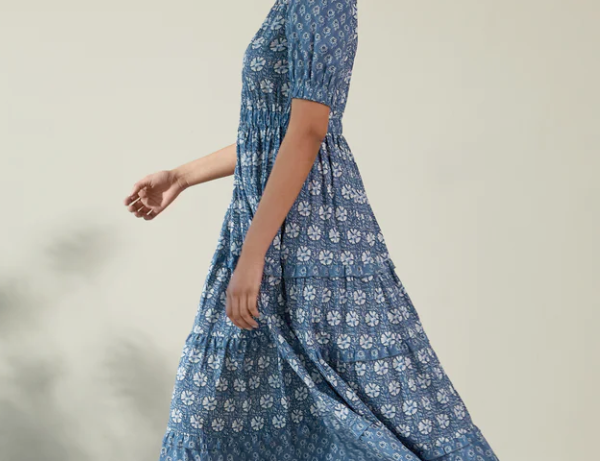 Albaray Woodblock V Neck Maxi Dress 2