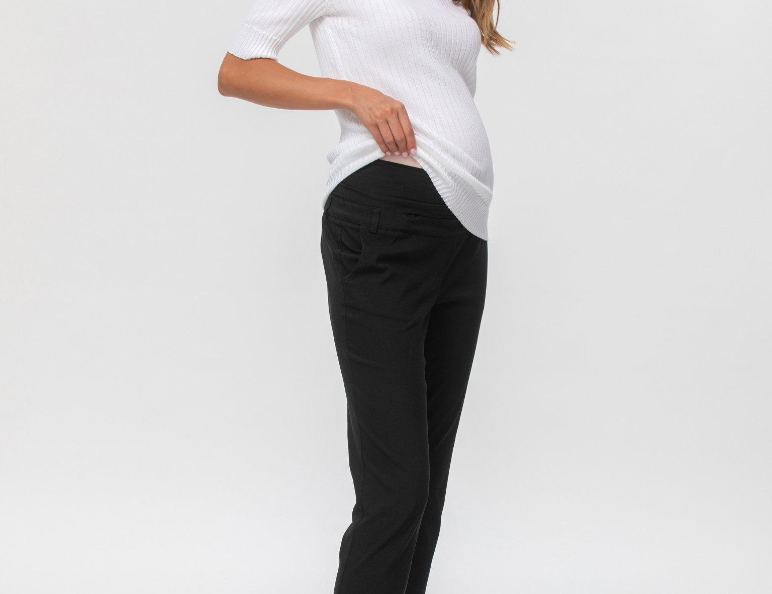 Pietro Brunelli Maternity Elwood Slim Stretch Trousers in Black 1