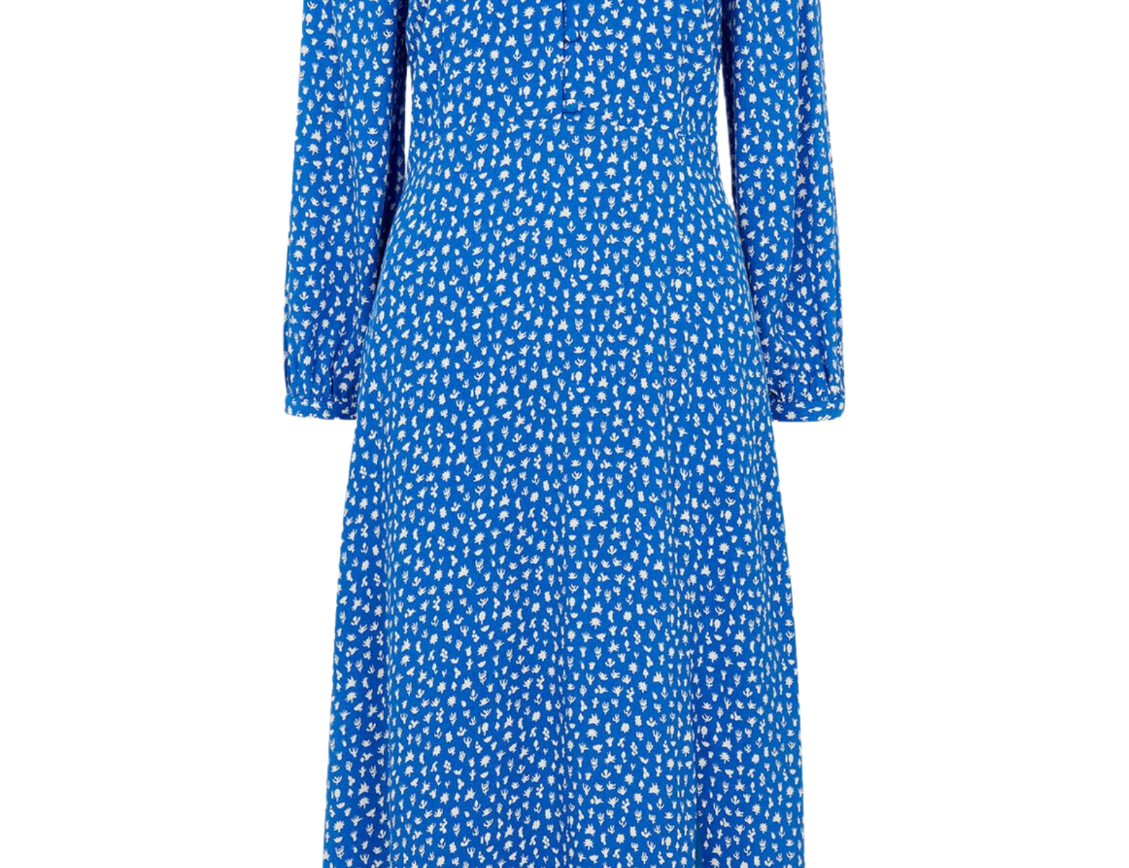 Whistles Micro Cactus Print Midi Dress in Blue 2
