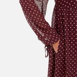 Whistles Spot Print Trapeze Midi Dress - Burgundy/ Multi 3