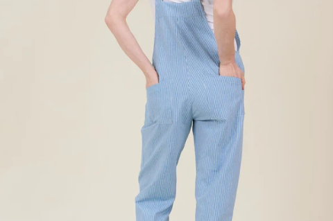 Clary & Peg Mae Dungarees - Striped Denim 3