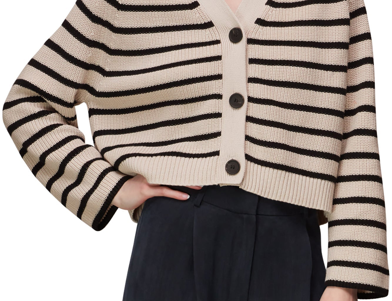 Whistles Stripe Cotton Cardigan 1