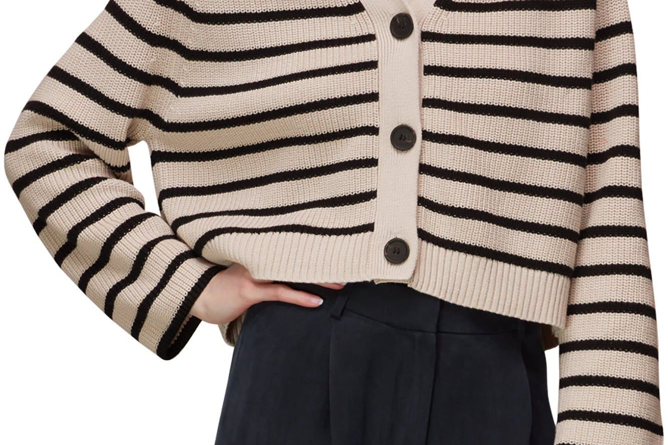 Whistles Stripe Cotton Cardigan 1