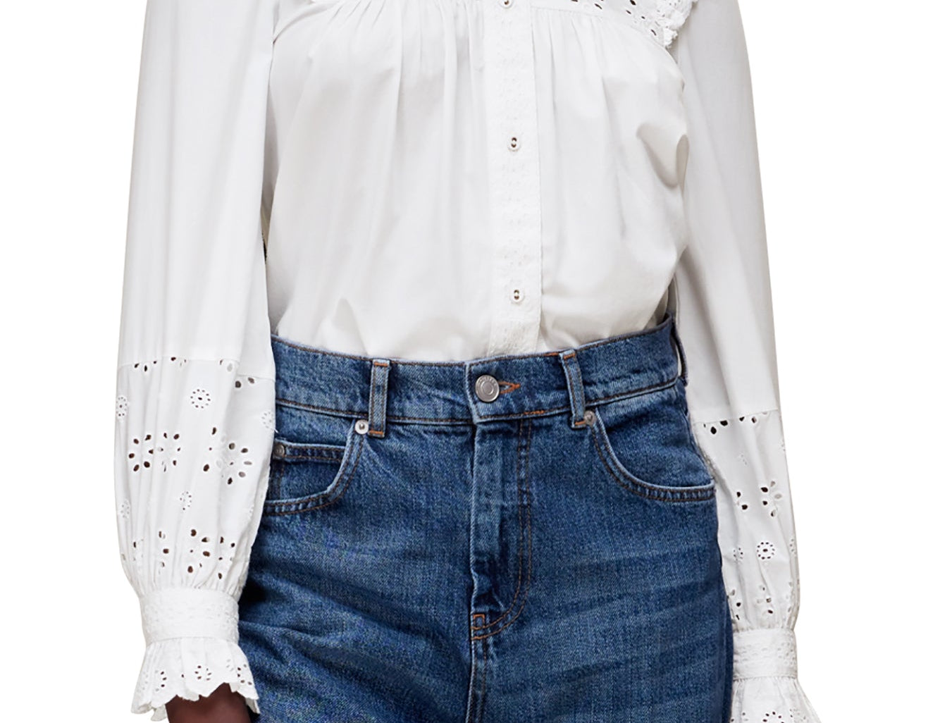 Whistles Broderie Frill Sleeve Top 2