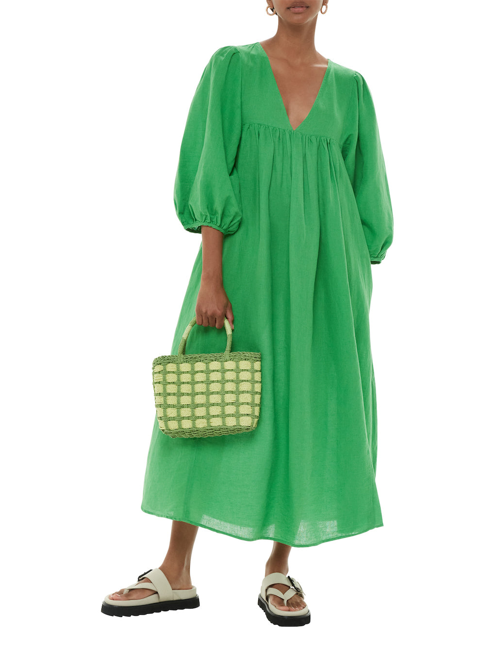 Whistles Gloria Linen Blend Dress Green – For The Creators