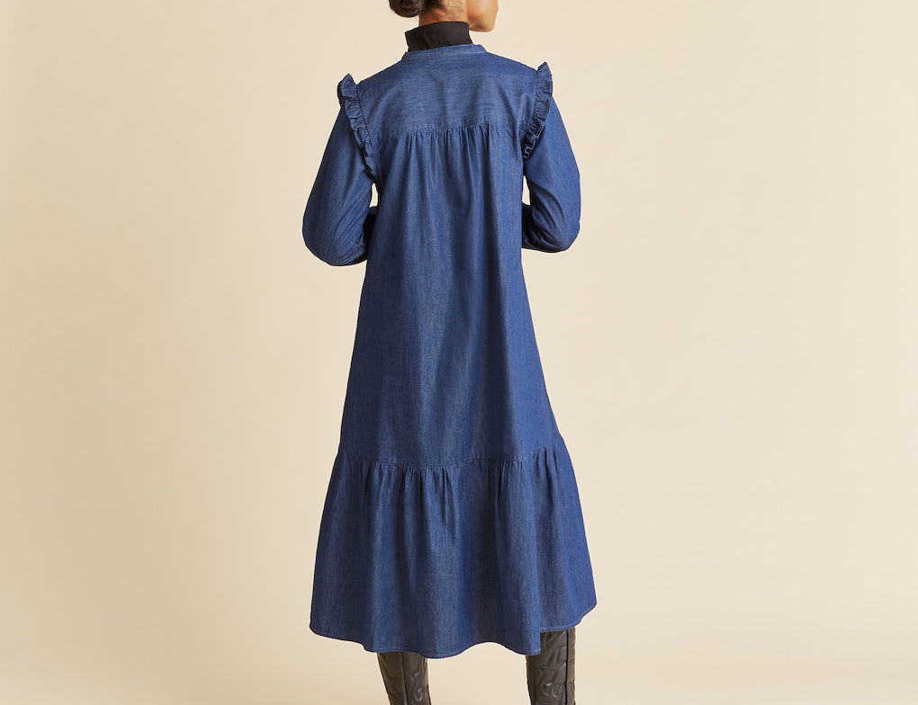 Albaray Denim Ruffle Shoulder Dress 2