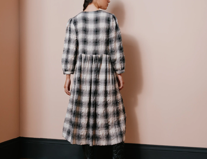 Albaray Black and Cream Plaid Midi Dress 2